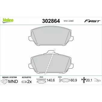 Jeu de 4 plaquettes de frein avant VALEO