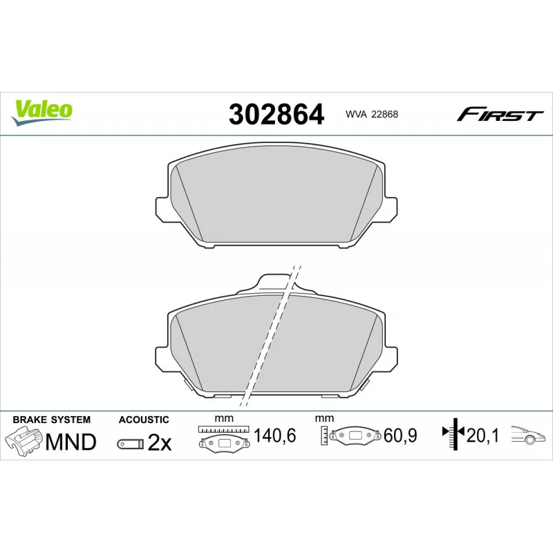 Jeu de 4 plaquettes de frein avant VALEO 302864