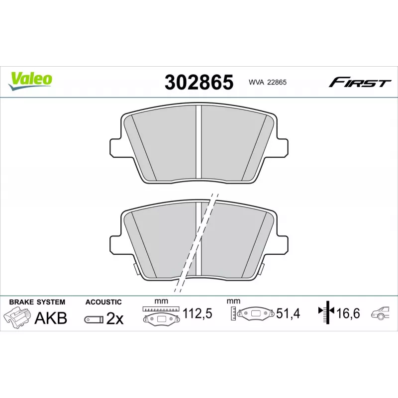 Jeu de 4 plaquettes de frein arrière VALEO 302865