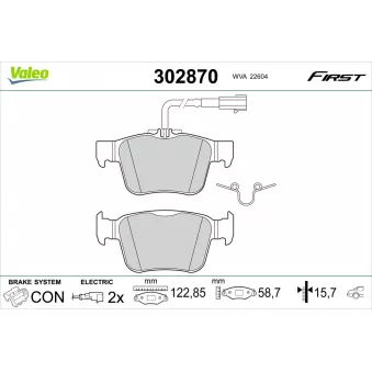 Jeu de 4 plaquettes de frein arrière VALEO 302870