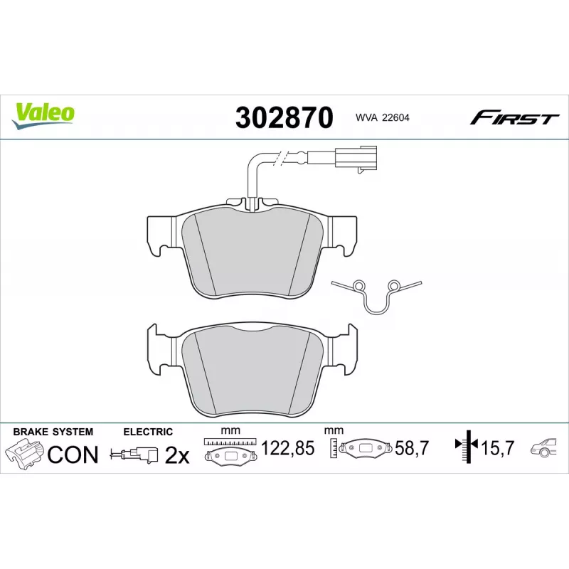 Jeu de 4 plaquettes de frein arrière VALEO 302870