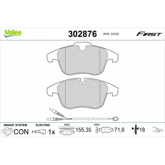 Jeu de 4 plaquettes de frein avant VALEO 302876