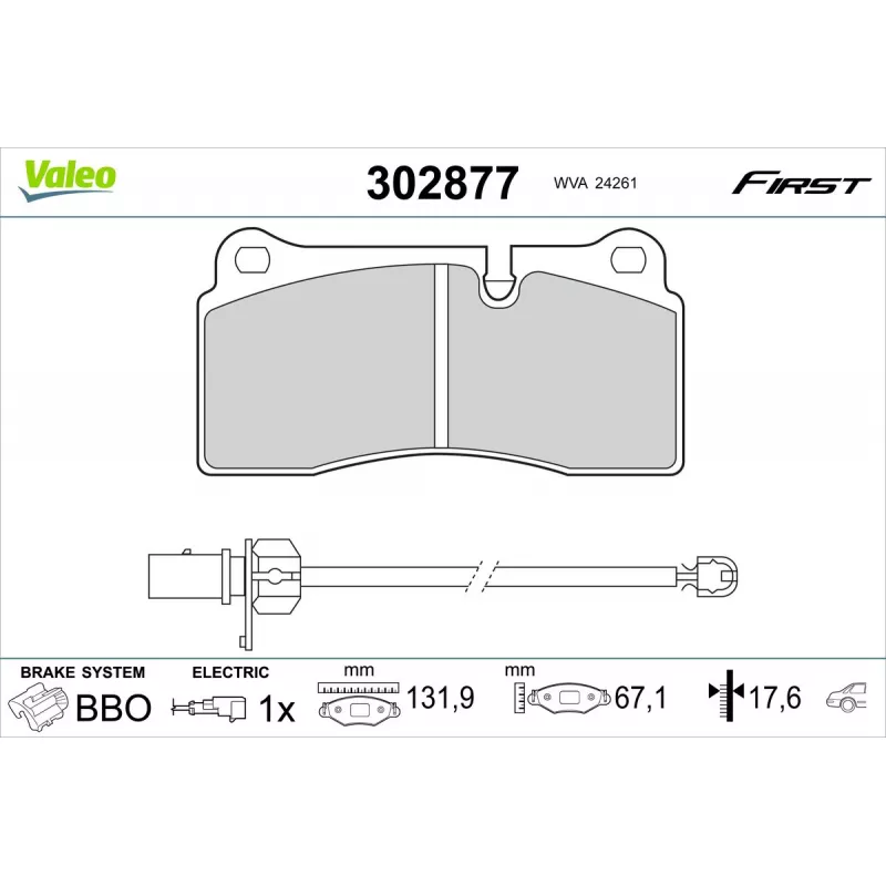 Jeu de 4 plaquettes de frein arrière VALEO 302877