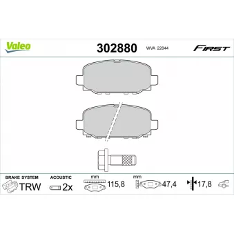 Jeu de 4 plaquettes de frein arrière VALEO