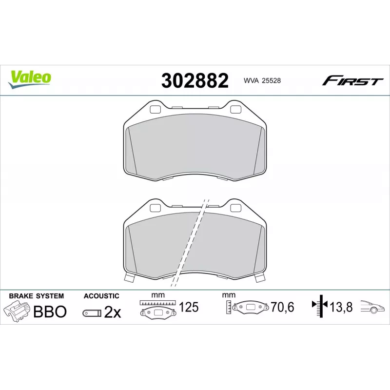 Jeu de 4 plaquettes de frein avant VALEO 302882