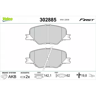 Jeu de 4 plaquettes de frein avant VALEO 302885