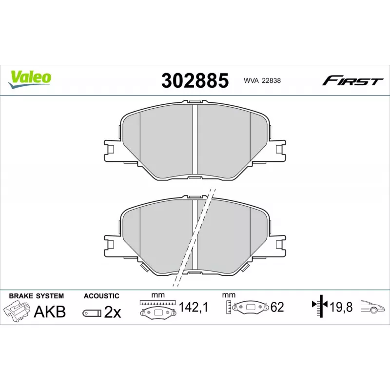 Jeu de 4 plaquettes de frein avant VALEO 302885