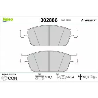 Jeu de 4 plaquettes de frein avant VALEO 302886