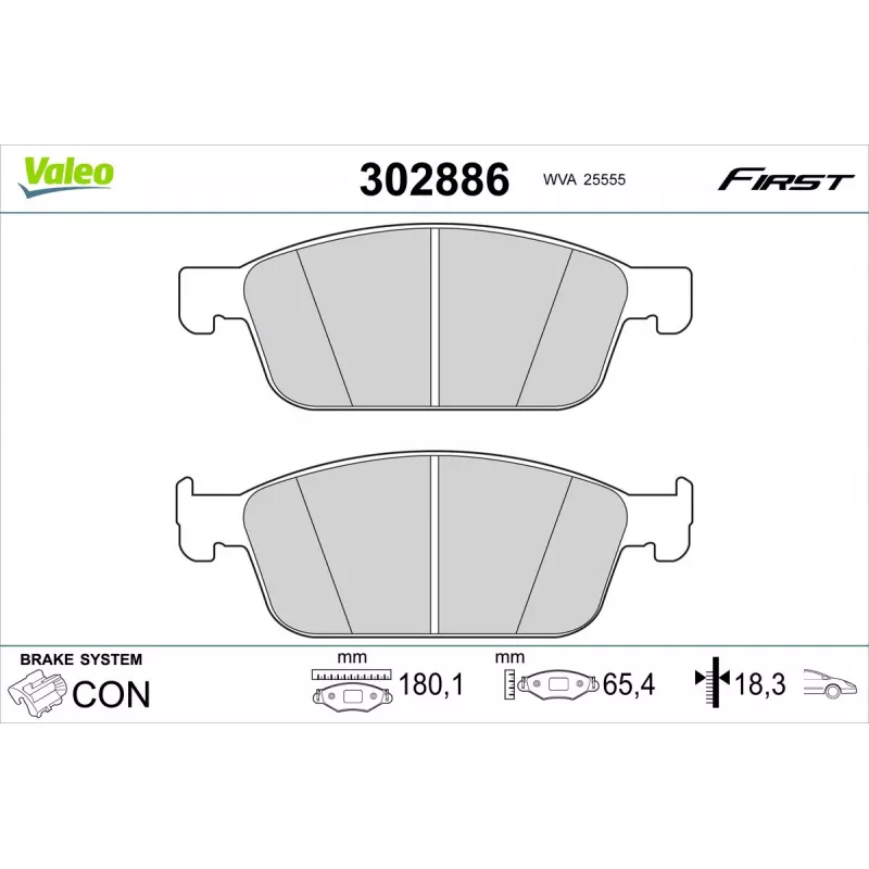 Jeu de 4 plaquettes de frein avant VALEO 302886