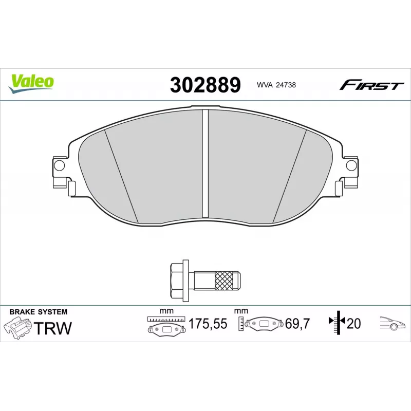 Jeu de 4 plaquettes de frein avant VALEO 302889