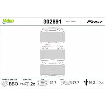 Jeu de 4 plaquettes de frein avant VALEO 302891