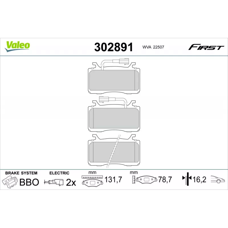 Jeu de 4 plaquettes de frein avant VALEO 302891