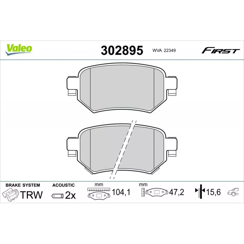 Jeu de 4 plaquettes de frein arrière VALEO 302895