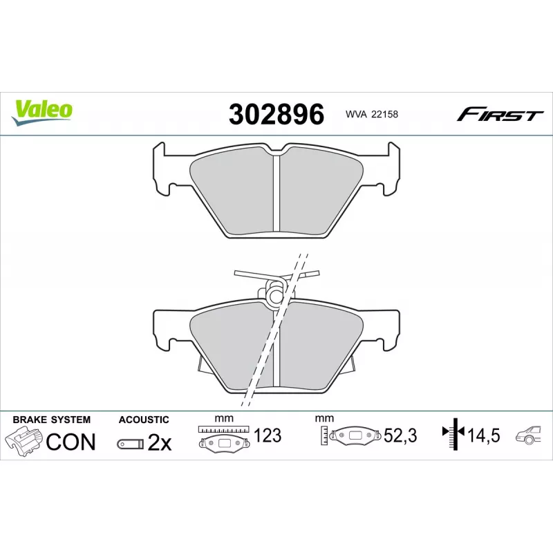 Jeu de 4 plaquettes de frein arrière VALEO 302896