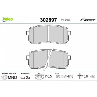 Jeu de 4 plaquettes de frein arrière VALEO