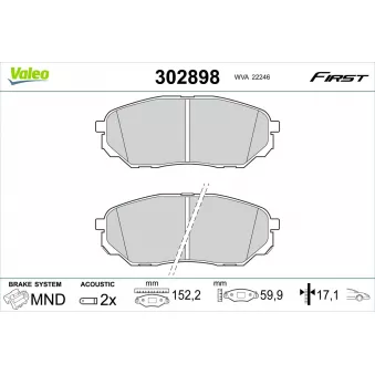 Jeu de 4 plaquettes de frein avant VALEO 302898