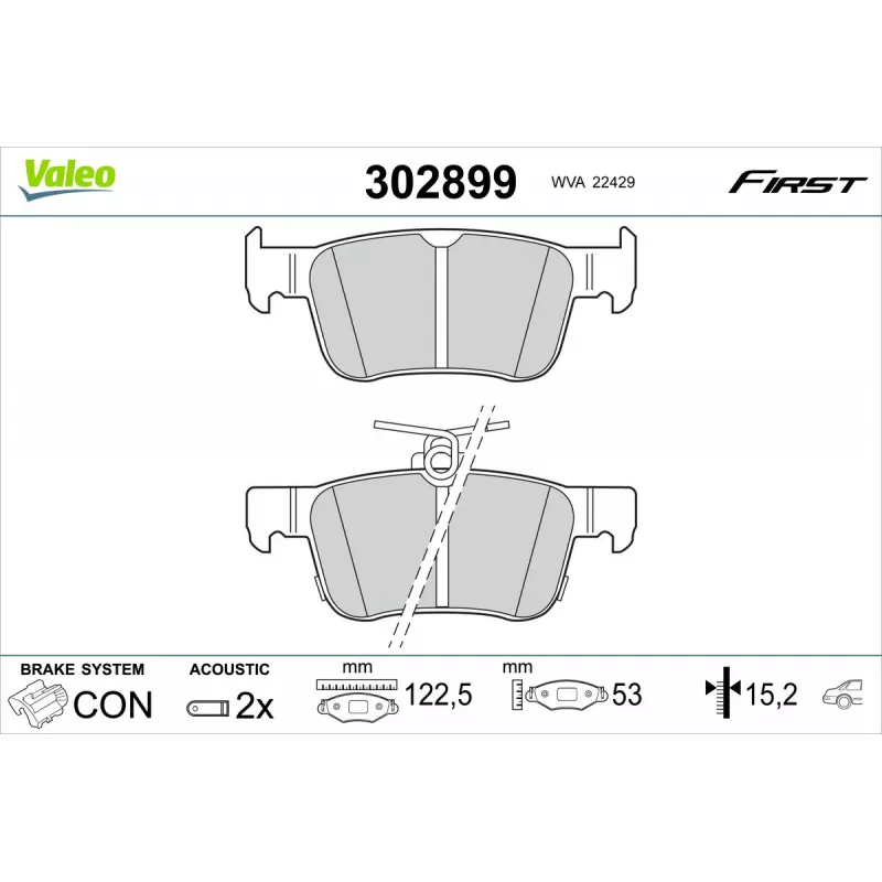 Jeu de 4 plaquettes de frein arrière VALEO 302899