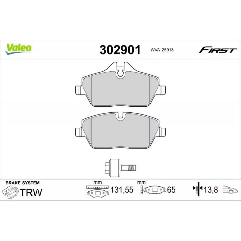 Jeu de 4 plaquettes de frein avant VALEO 302901