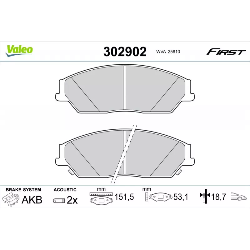 Jeu de 4 plaquettes de frein avant VALEO 302902