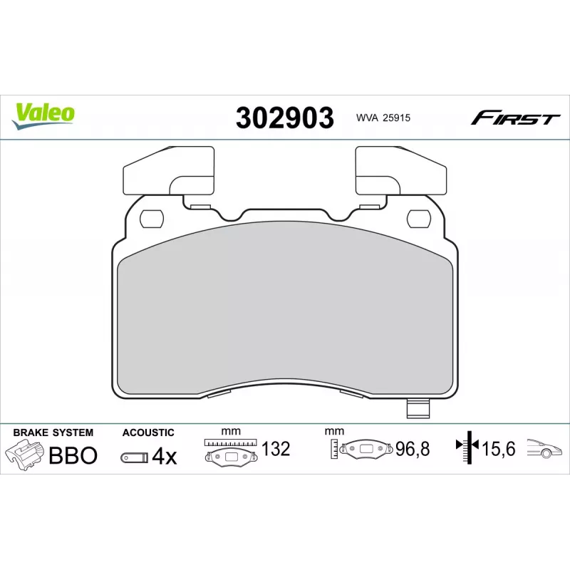 Jeu de 4 plaquettes de frein avant VALEO 302903
