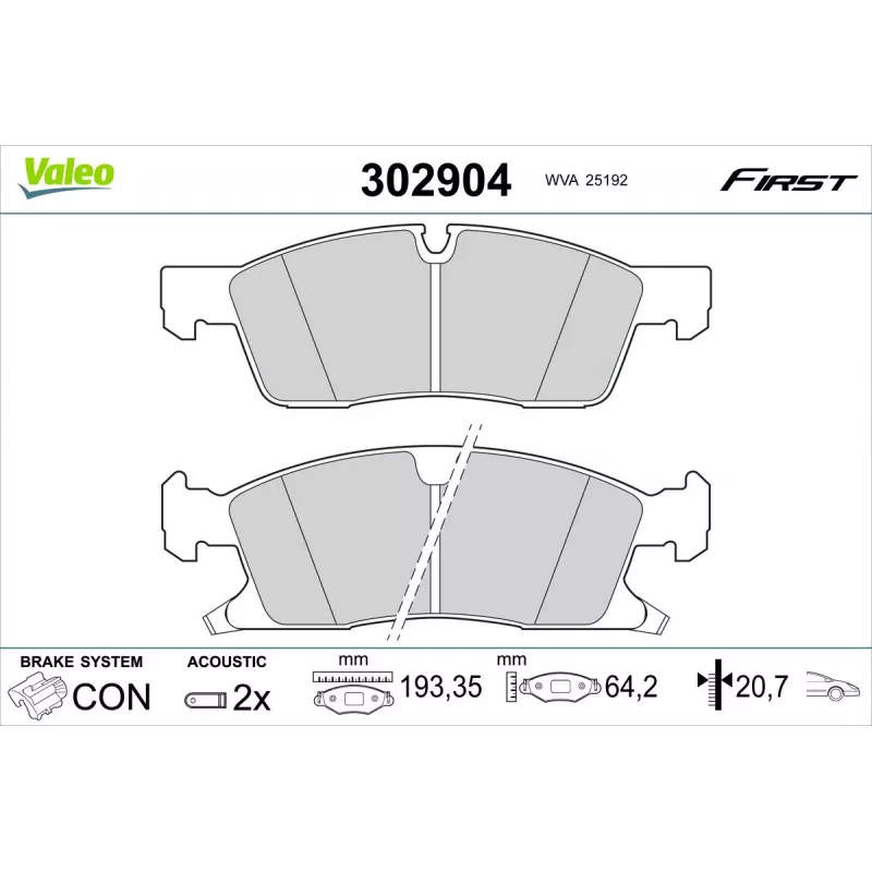 Jeu de 4 plaquettes de frein avant VALEO 302904