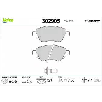 Jeu de 4 plaquettes de frein avant VALEO 302905