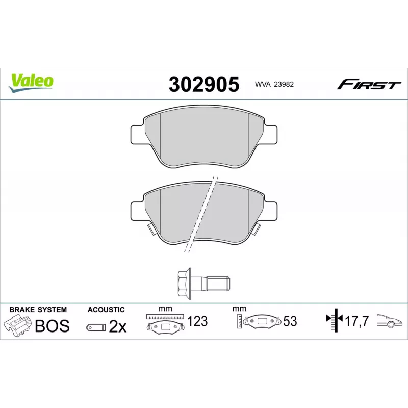 Jeu de 4 plaquettes de frein avant VALEO 302905