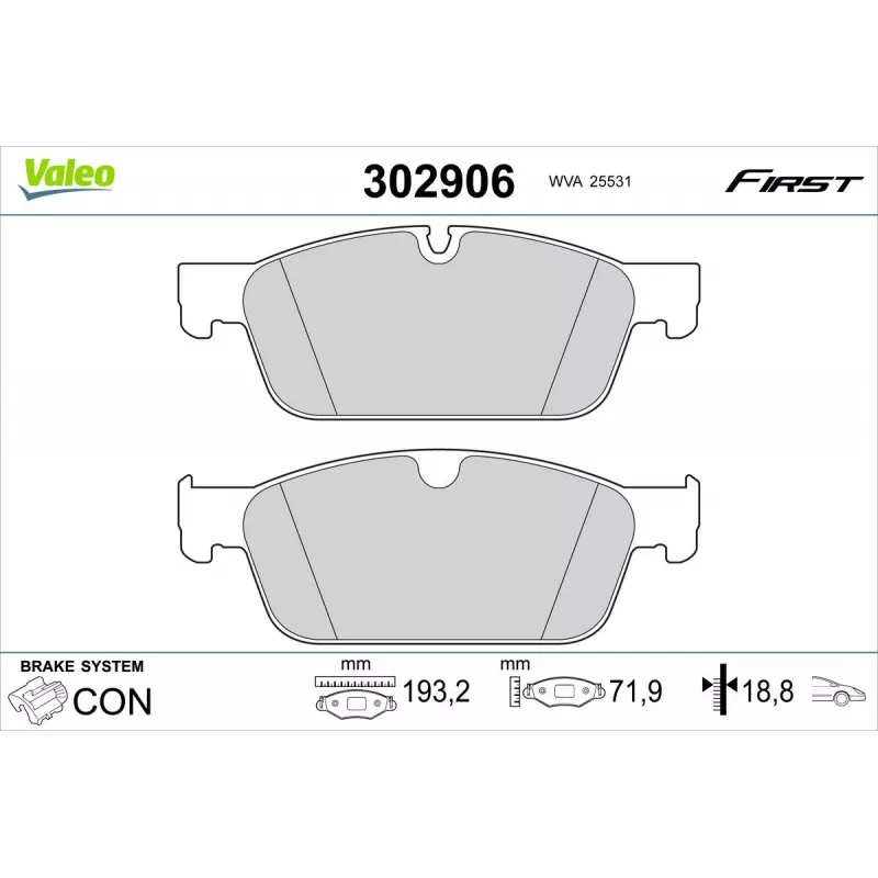 Jeu de 4 plaquettes de frein avant VALEO 302906