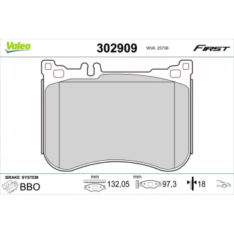 Jeu de 4 plaquettes de frein avant VALEO 302909