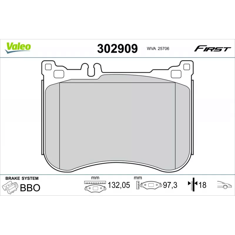 Jeu de 4 plaquettes de frein avant VALEO 302909