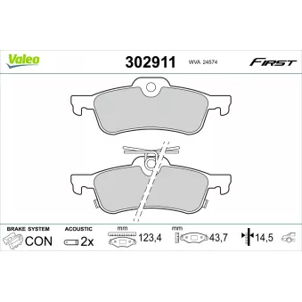 Jeu de 4 plaquettes de frein arrière VALEO 302911