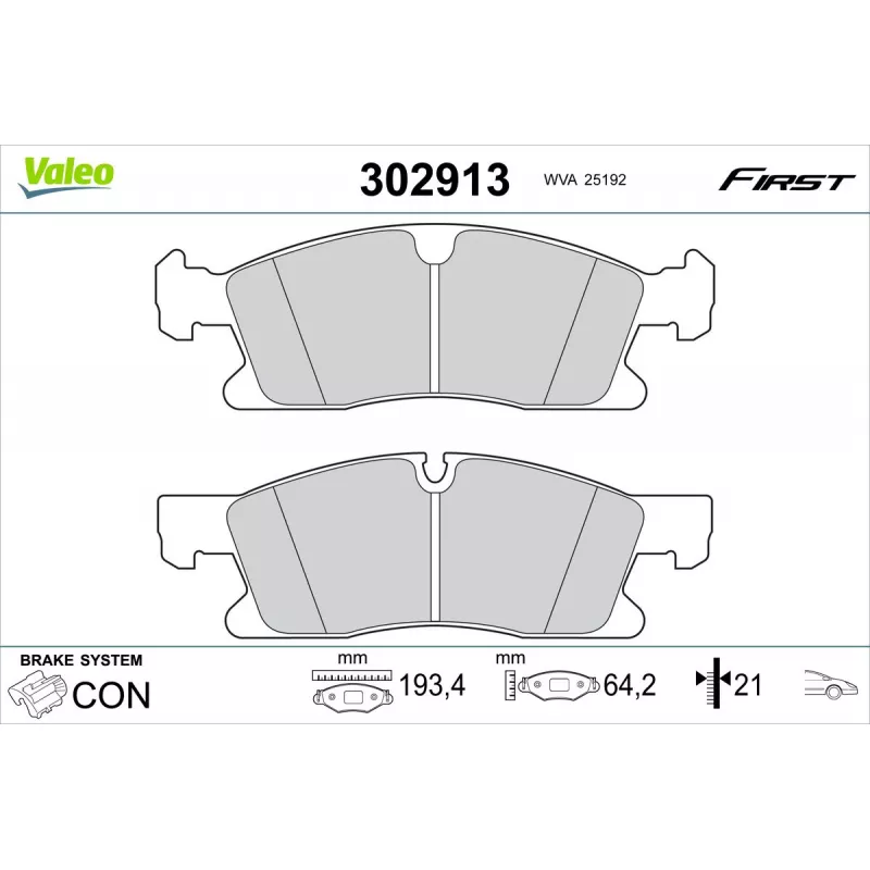 Jeu de 4 plaquettes de frein avant VALEO 302913