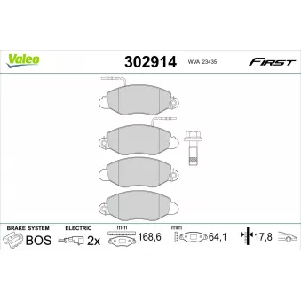 Jeu de 4 plaquettes de frein avant VALEO 302914