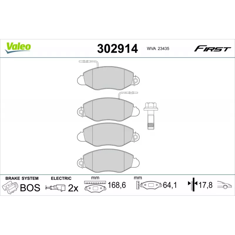 Jeu de 4 plaquettes de frein avant VALEO 302914