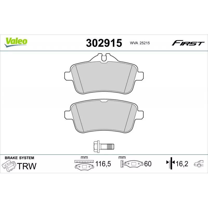 Jeu de 4 plaquettes de frein arrière VALEO 302915