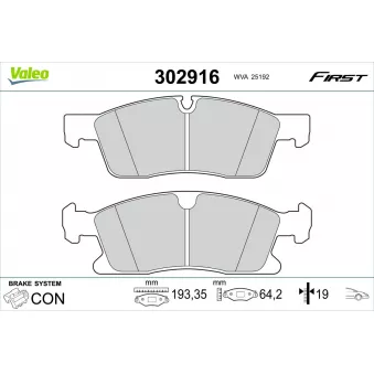 Jeu de 4 plaquettes de frein avant VALEO 302916