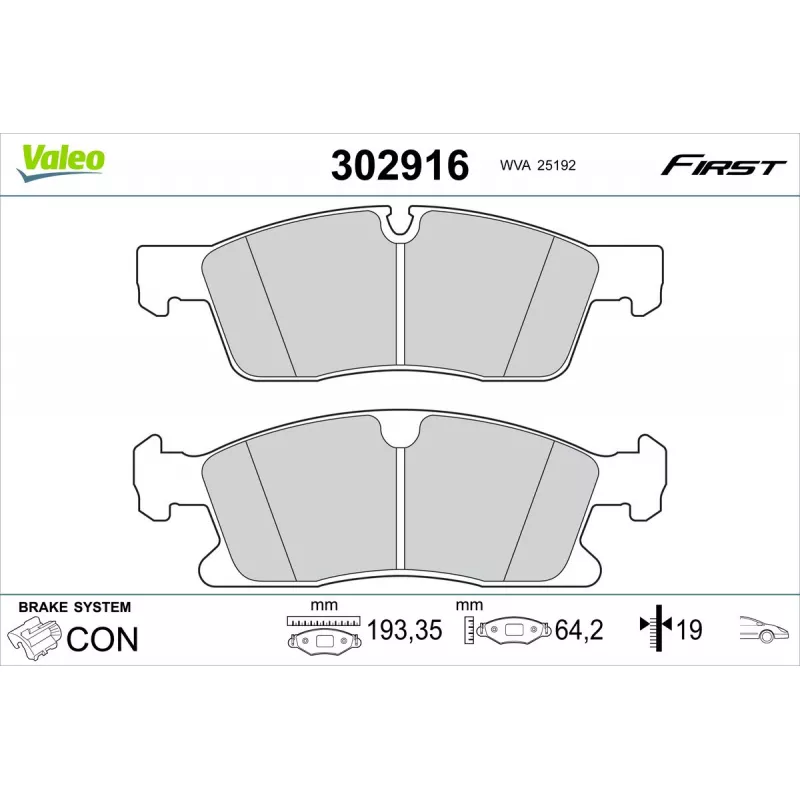 Jeu de 4 plaquettes de frein avant VALEO 302916
