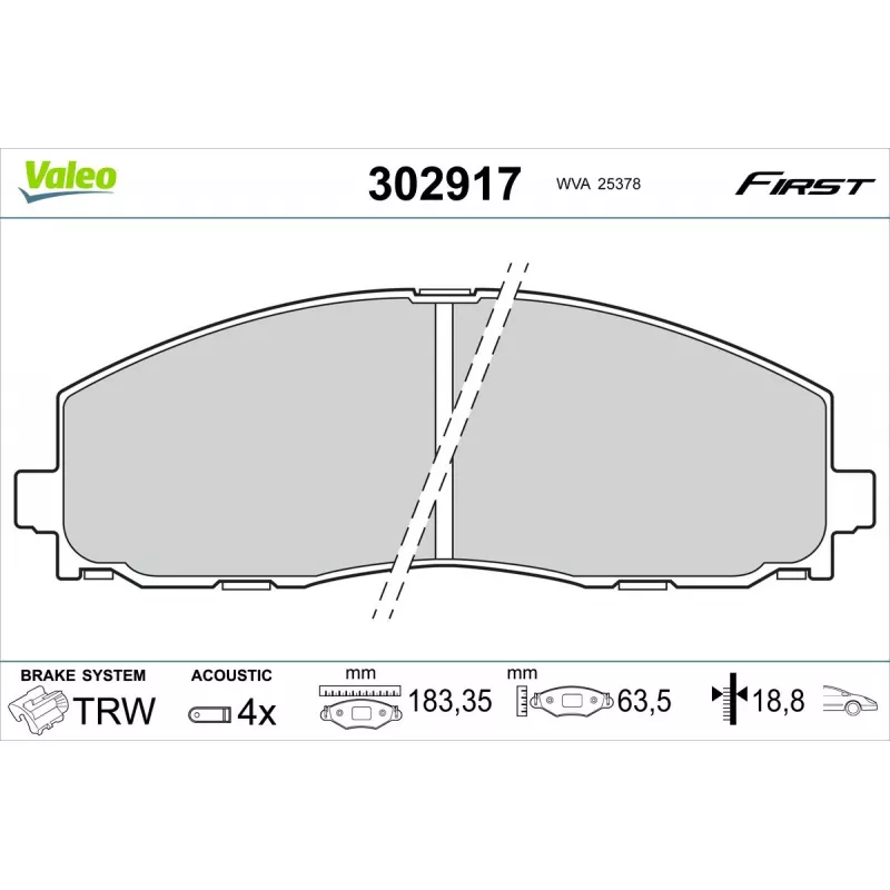 Jeu de 4 plaquettes de frein avant VALEO 302917