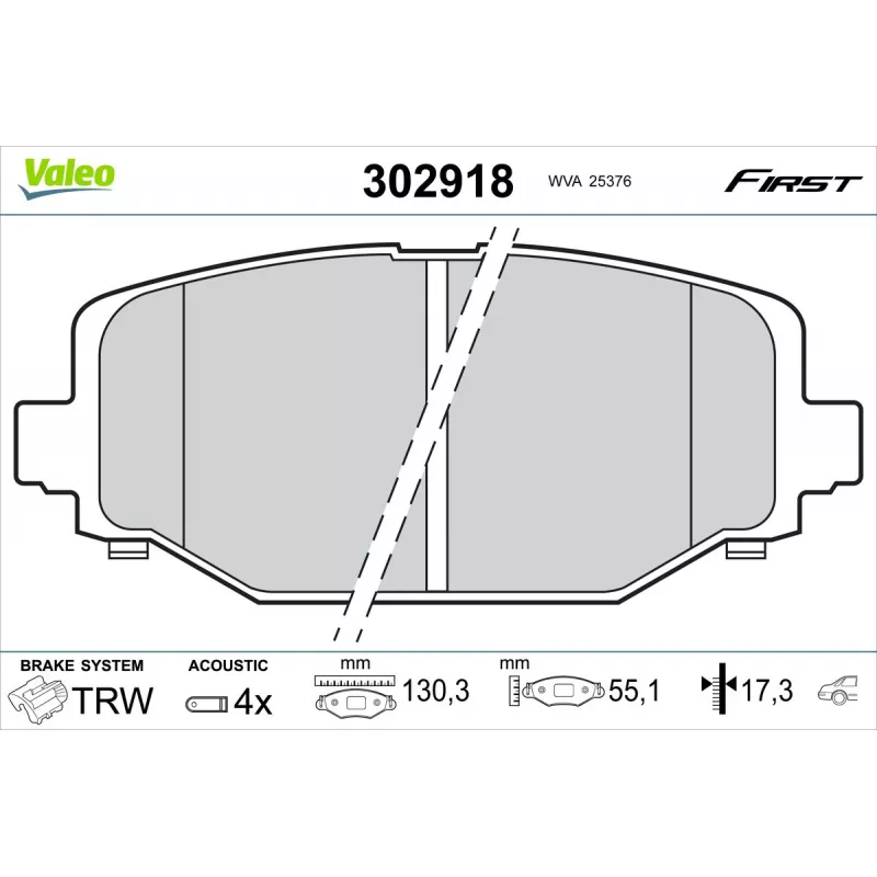 Jeu de 4 plaquettes de frein arrière VALEO 302918
