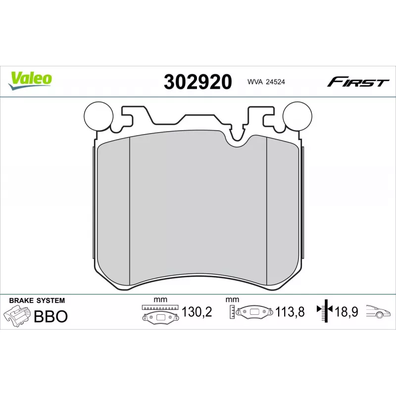 Jeu de 4 plaquettes de frein avant VALEO 302920