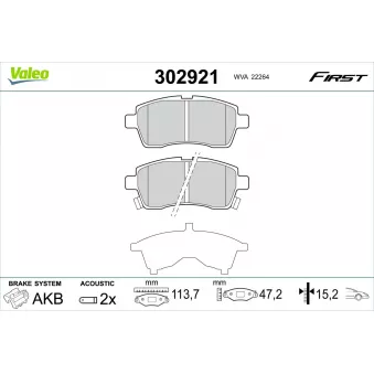 Jeu de 4 plaquettes de frein avant VALEO 302921