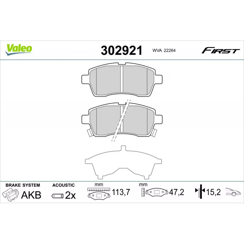 Jeu de 4 plaquettes de frein avant VALEO 302921