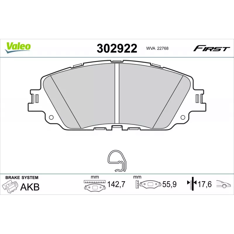 Jeu de 4 plaquettes de frein avant VALEO 302922