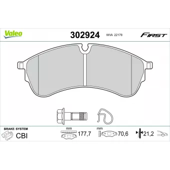 Jeu de 4 plaquettes de frein avant VALEO