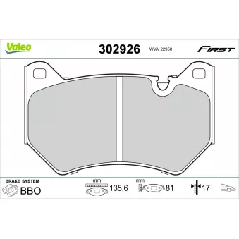 Jeu de 4 plaquettes de frein avant VALEO