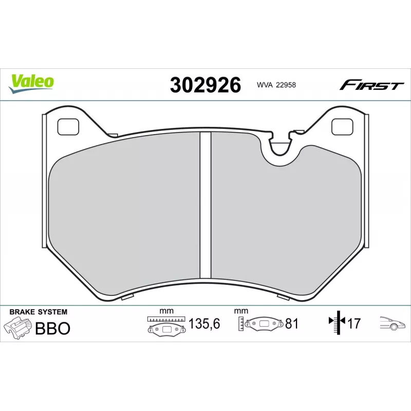 Jeu de 4 plaquettes de frein avant VALEO 302926