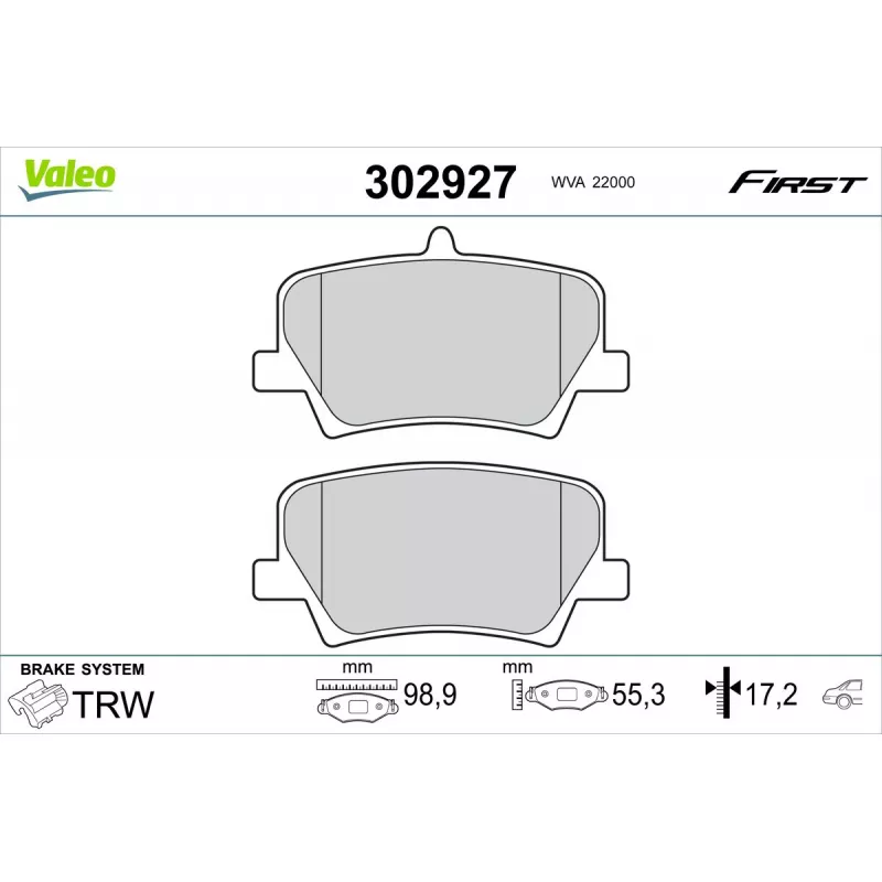 Jeu de 4 plaquettes de frein arrière VALEO 302927