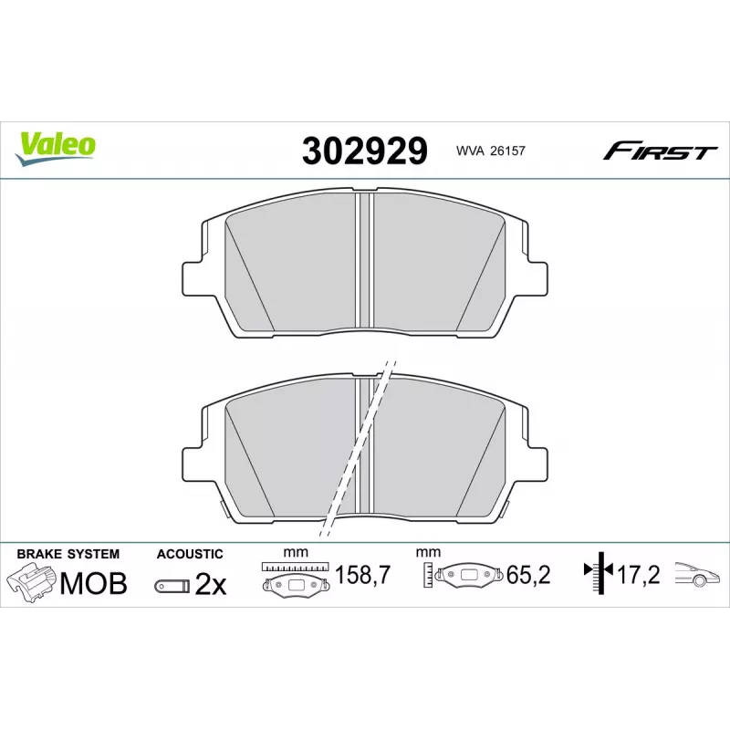 Jeu de 4 plaquettes de frein avant VALEO 302929