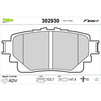 Jeu de 4 plaquettes de frein arrière VALEO 302930