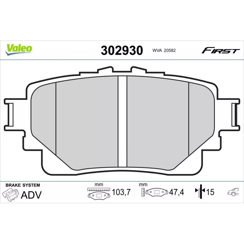 Jeu de 4 plaquettes de frein arrière VALEO 302930